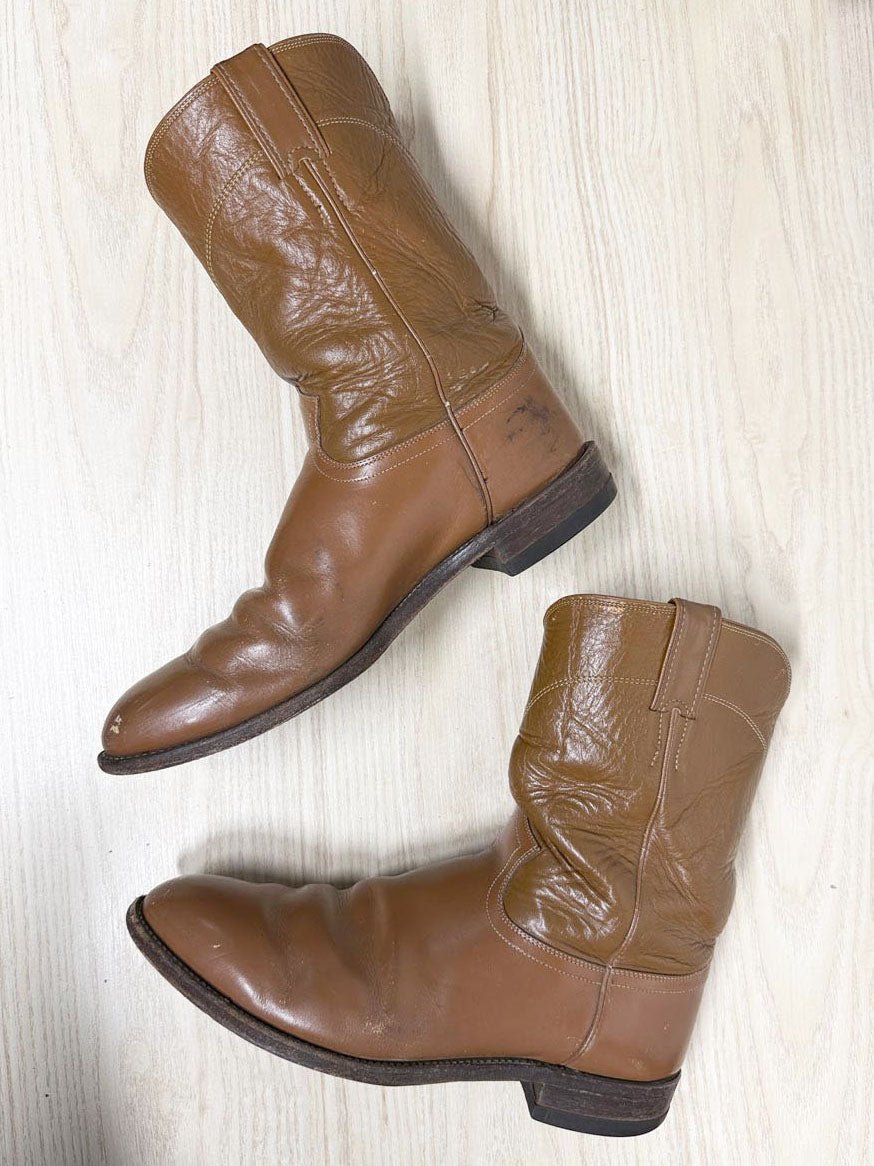 vintage 80s just justin boots leather cowboy boots | made in USA - good market thrift store