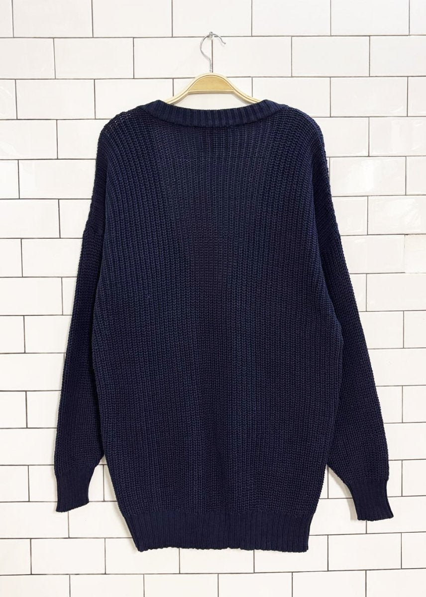 vintage 80s kettle creek deep v - neck cable knit sweater - good market thrift store