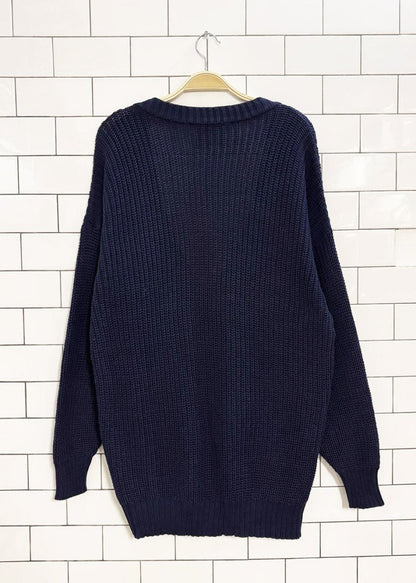 vintage 80s kettle creek deep v - neck cable knit sweater - good market thrift store