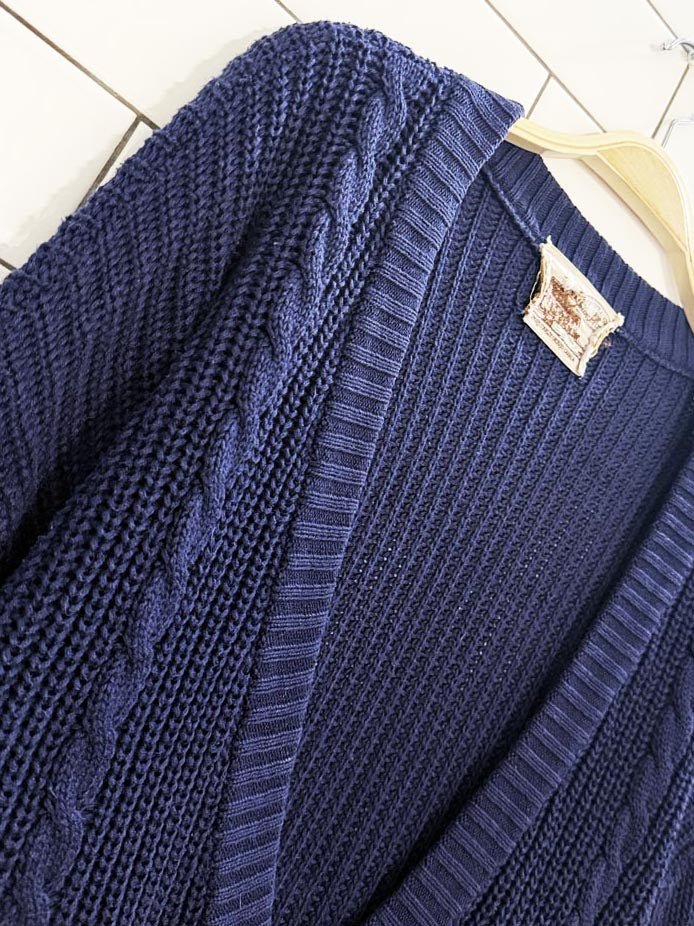 vintage 80s kettle creek deep v - neck cable knit sweater - good market thrift store