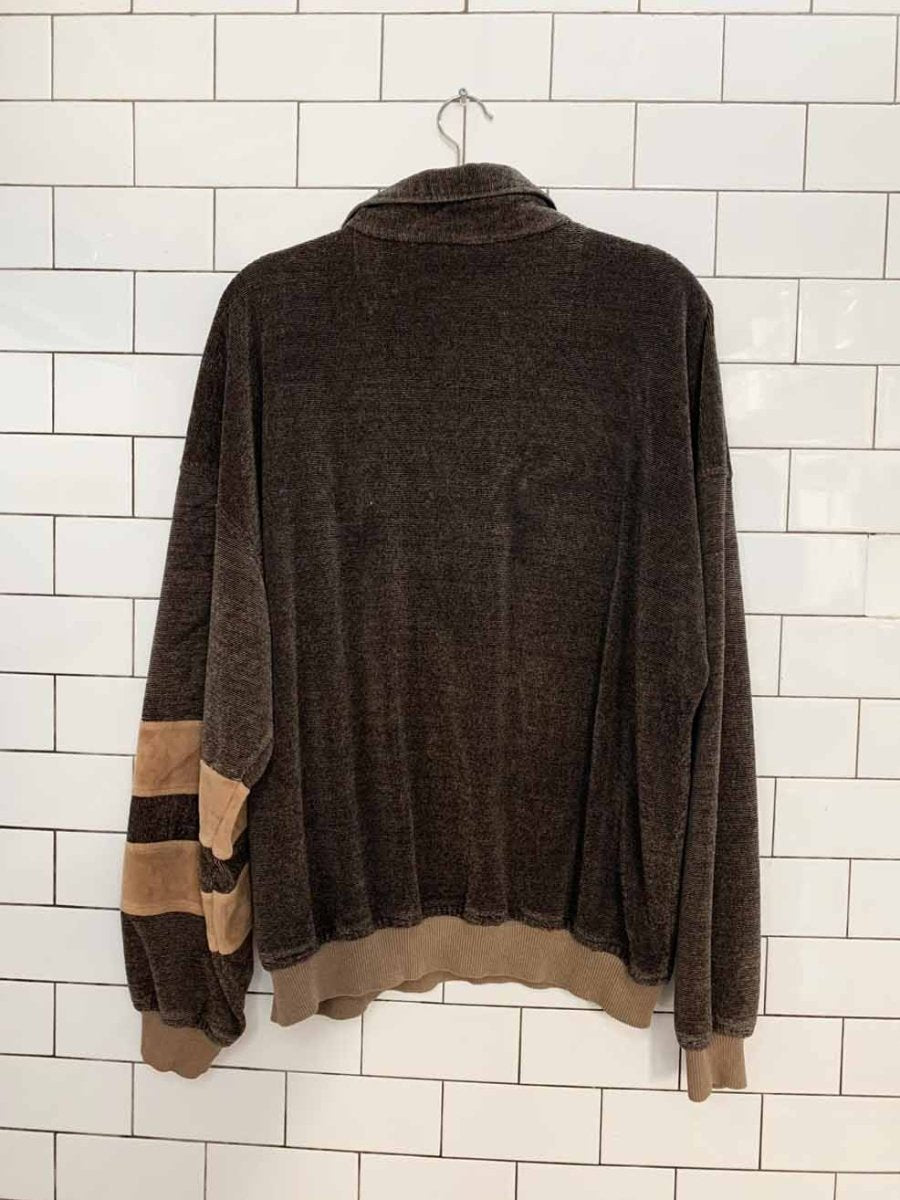 vintage 80s knightsbridge half button velour sweatshirt - good market thrift store