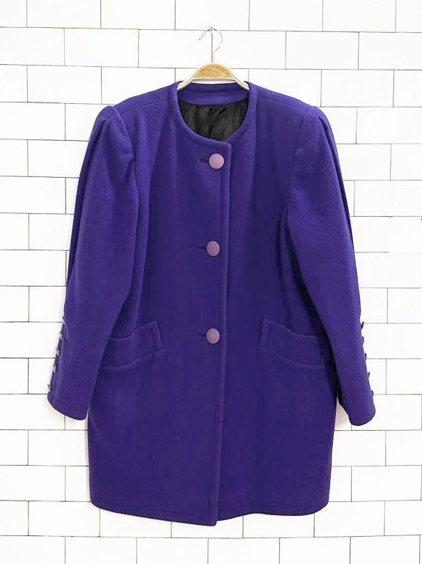 vintage 80s kristy allan 100% wool pleated sleeve jacket - good market thrift store