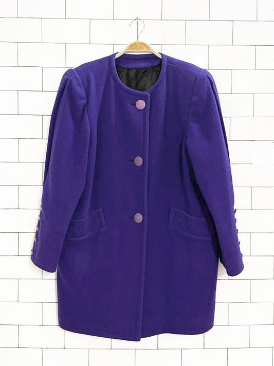 vintage 80s kristy allan 100% wool pleated sleeve jacket - good market thrift store