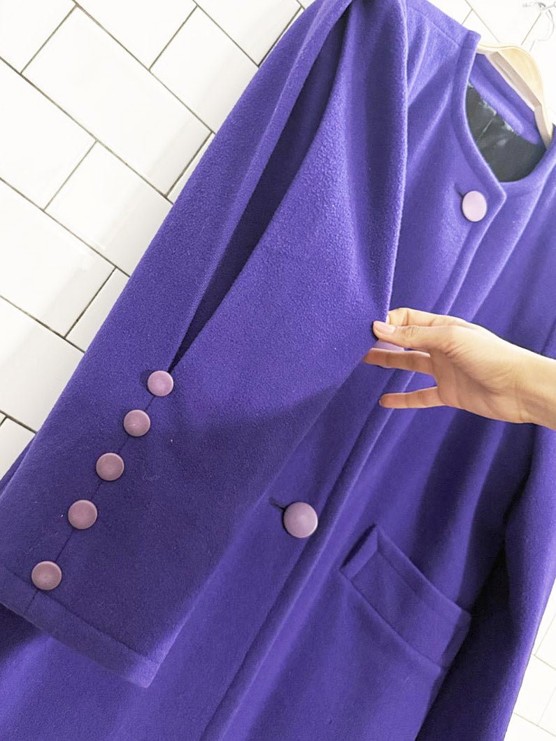 vintage 80s kristy allan 100% wool pleated sleeve jacket - good market thrift store