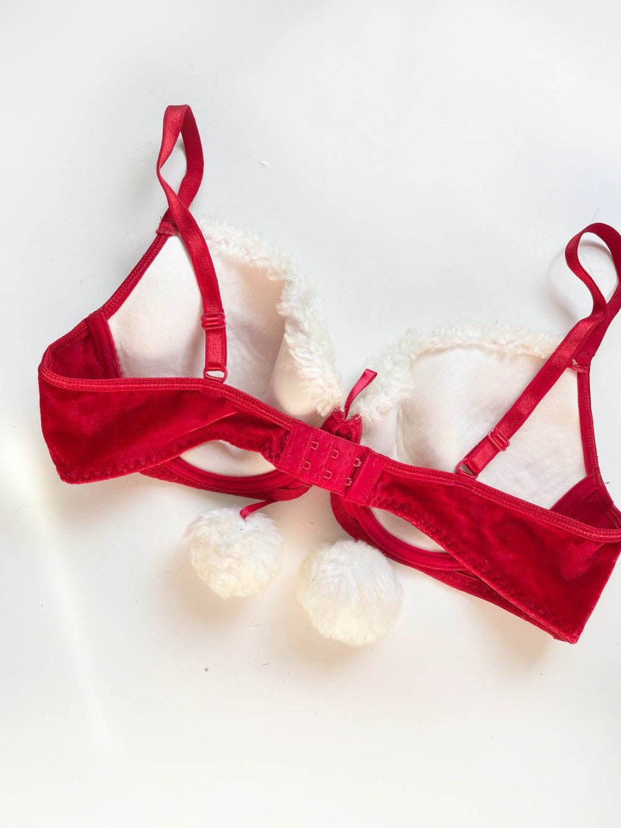 vintage 80s la vie en rose velvet mrs. claus bra - good market thrift store