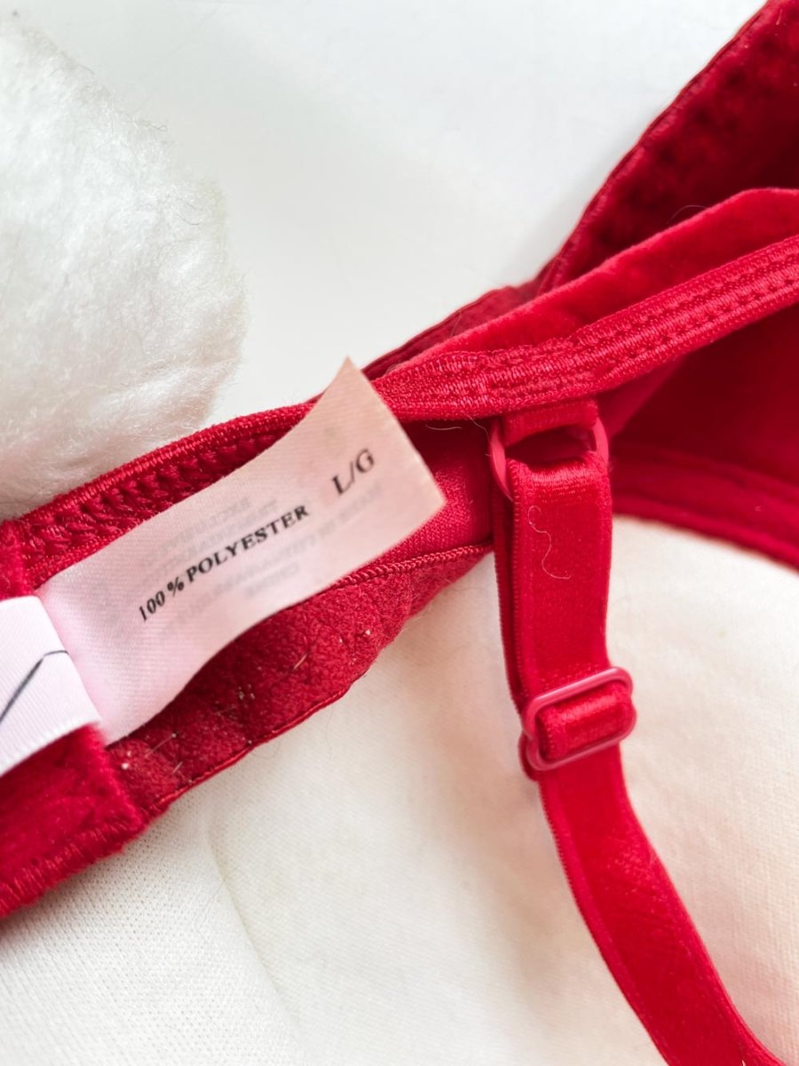 vintage 80s la vie en rose velvet mrs. claus bra - good market thrift store