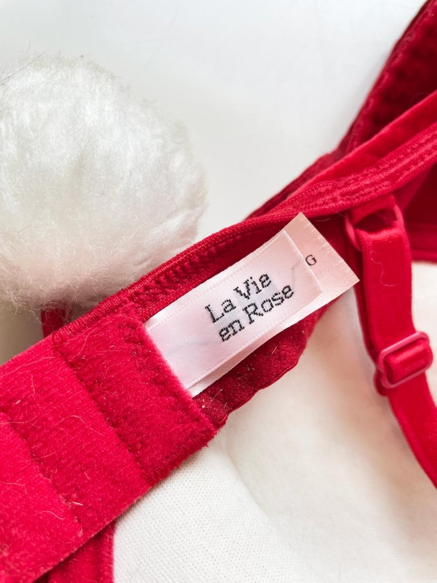 vintage 80s la vie en rose velvet mrs. claus bra - good market thrift store