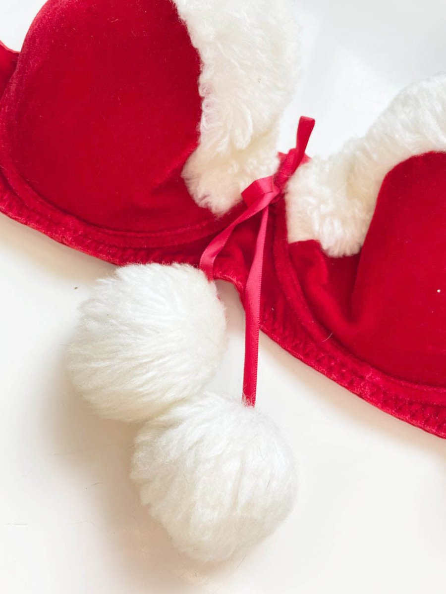 vintage 80s la vie en rose velvet mrs. claus bra - good market thrift store