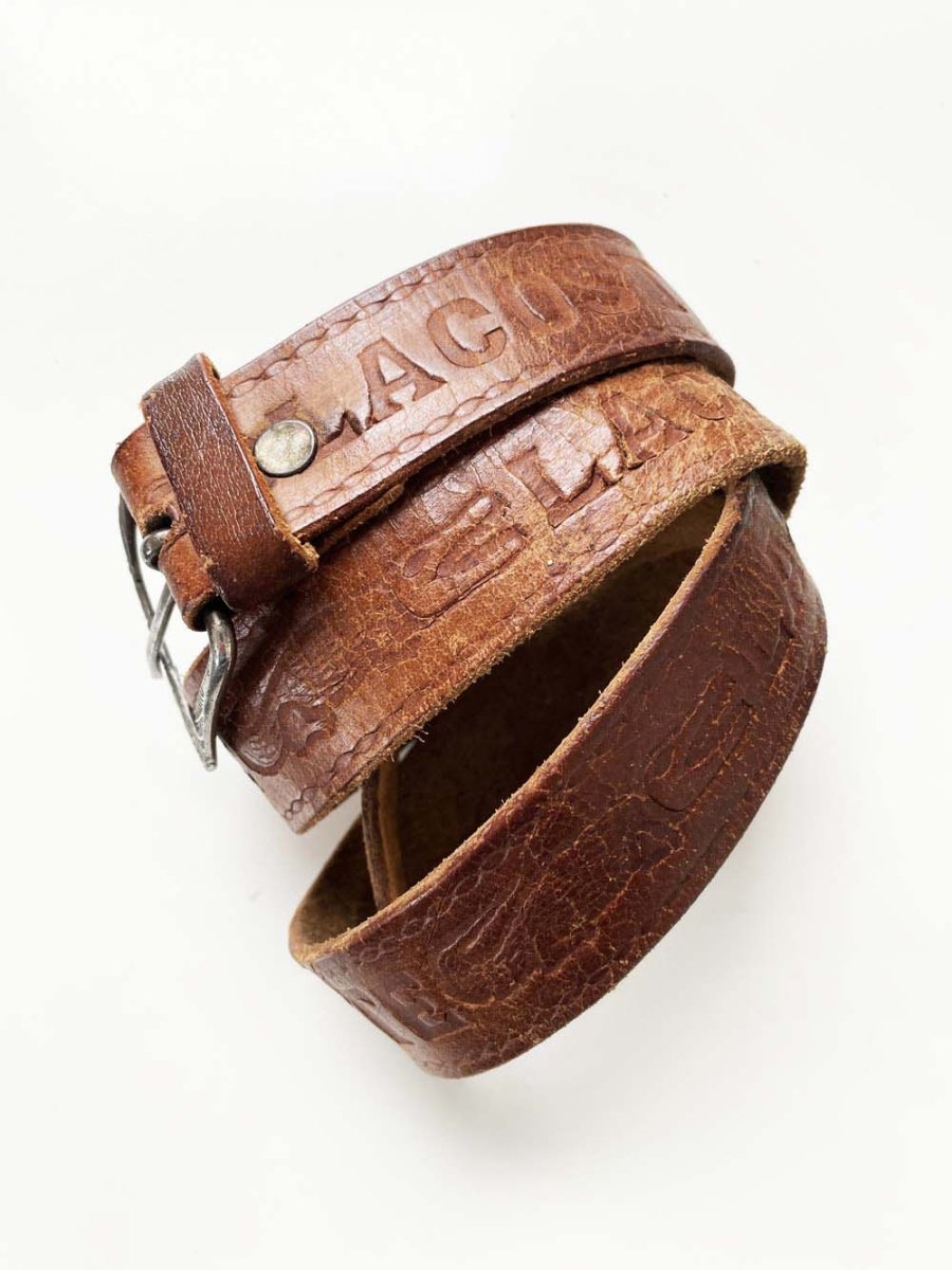 vintage 80s lacoste logo leather belt - good market thrift store