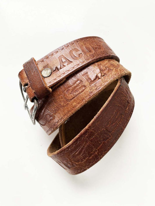 vintage 80s lacoste logo leather belt - good market thrift store
