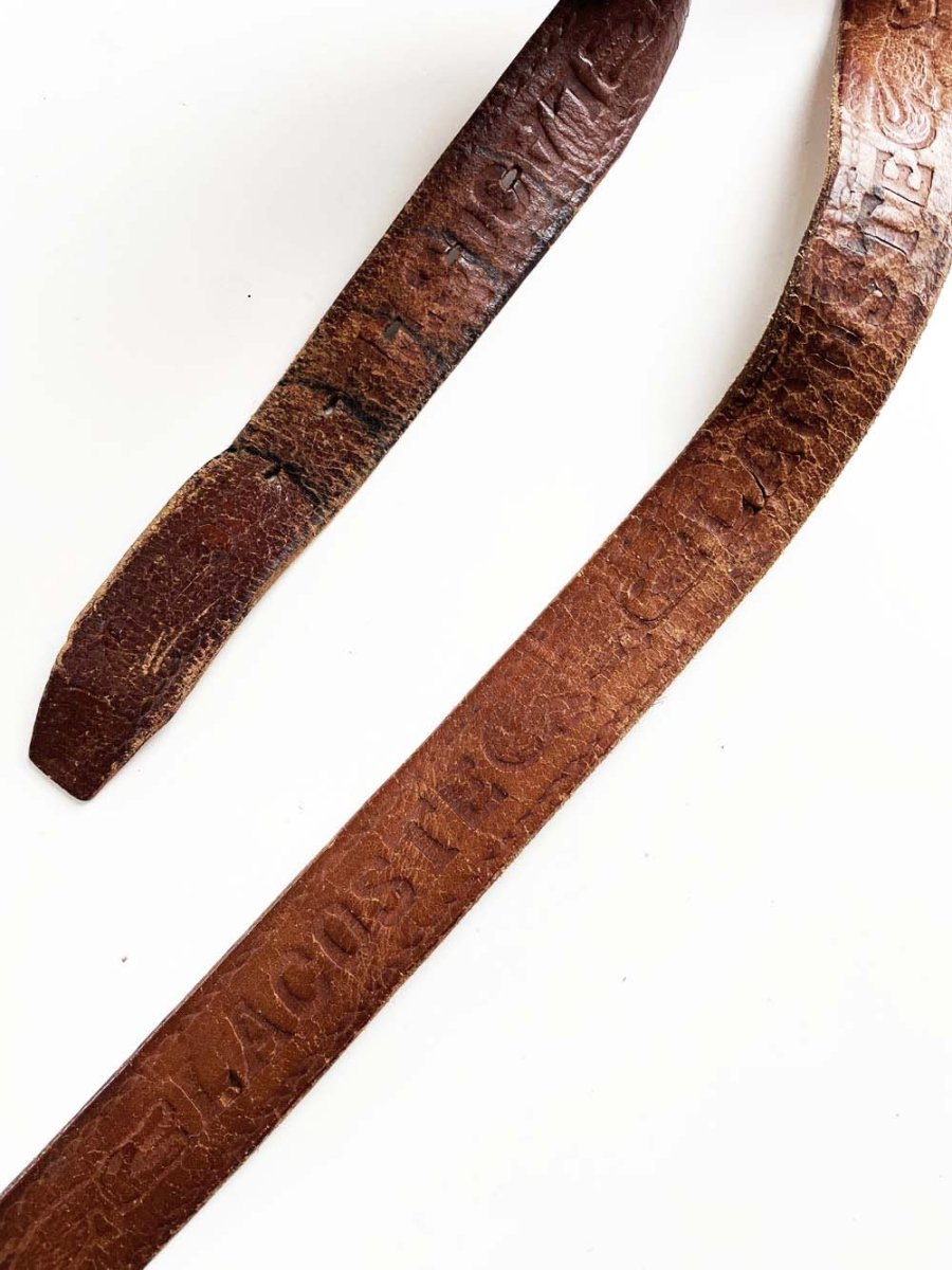 vintage 80s lacoste logo leather belt - good market thrift store
