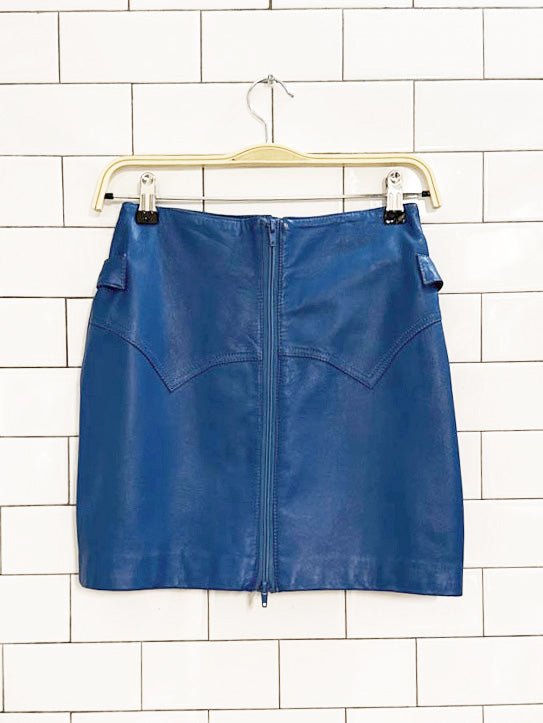vintage 80s leather lace up front mini skirt - good market thrift store