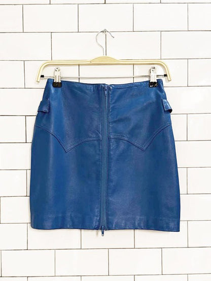 vintage 80s leather lace up front mini skirt - good market thrift store