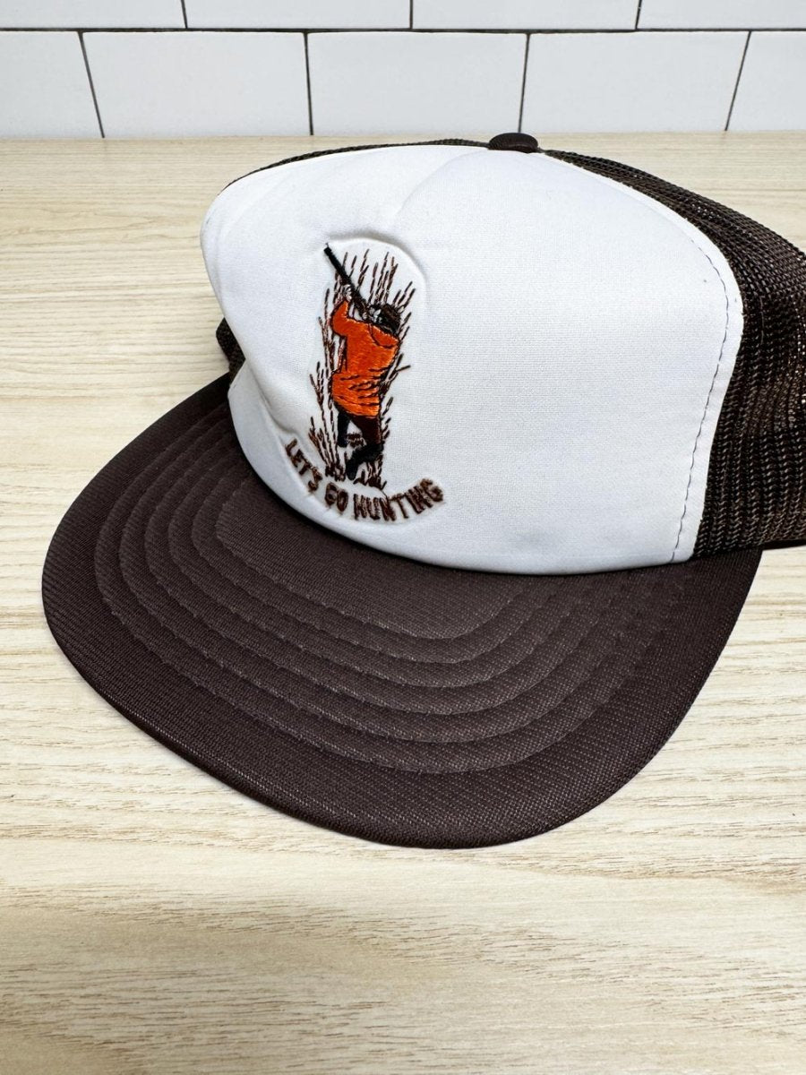 vintage 80s let's go hunting embroidered trucker hat | athletic headwear - good market thrift store