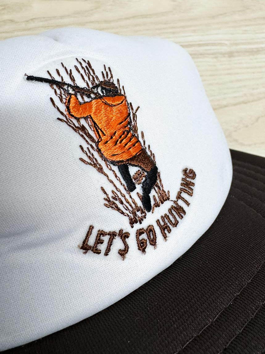 vintage 80s let's go hunting embroidered trucker hat | athletic headwear - good market thrift store