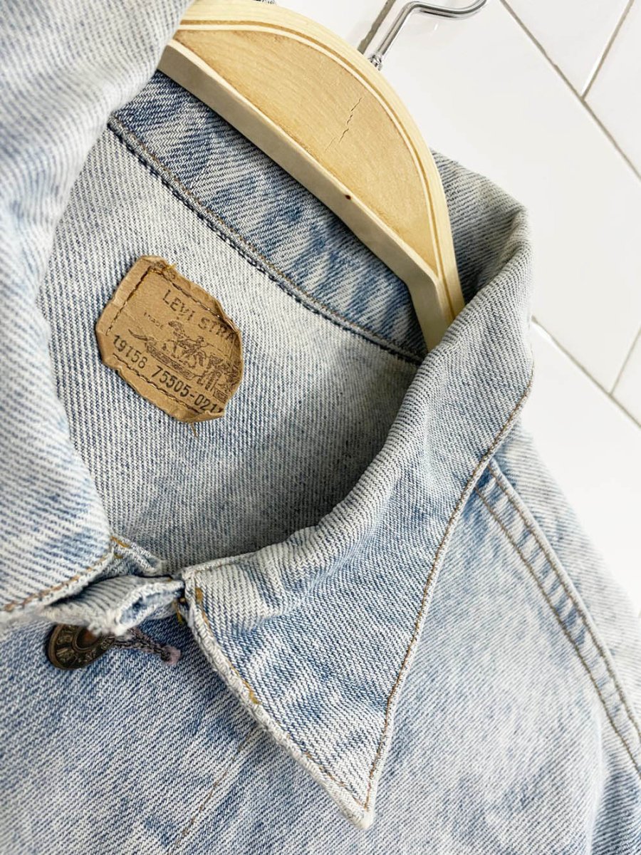 vintage 80s levi's 75505 marble wash trucker jacket - good market thrift store