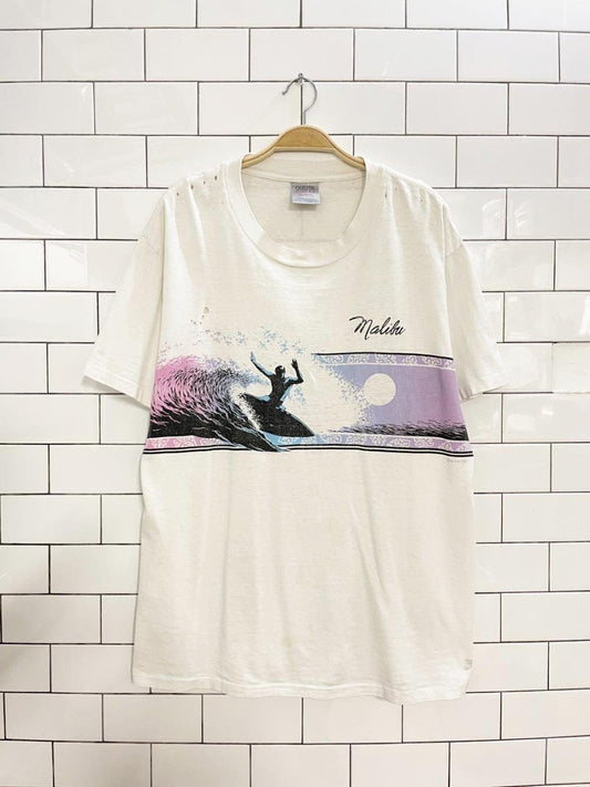 vintage 80s lifestyles malibu surf distressed tee | made in USA - good market thrift store