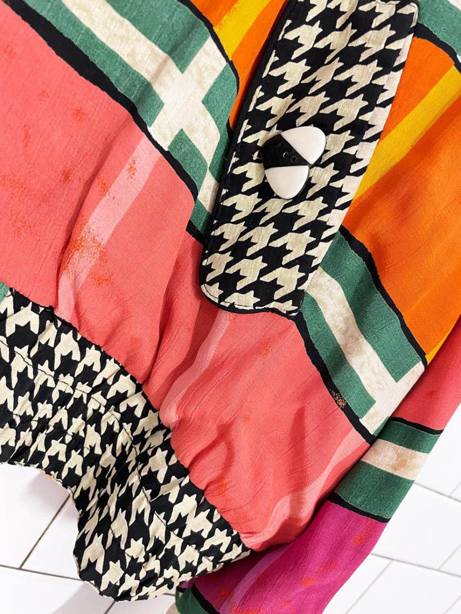 vintage 80s lipton houndstooth check relaxed bomber jacket | made in USA - good market thrift store