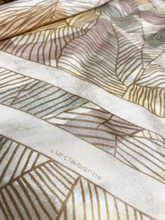 vintage 80s liz claiborne 100% silk leaf print long scarf - good market thrift store