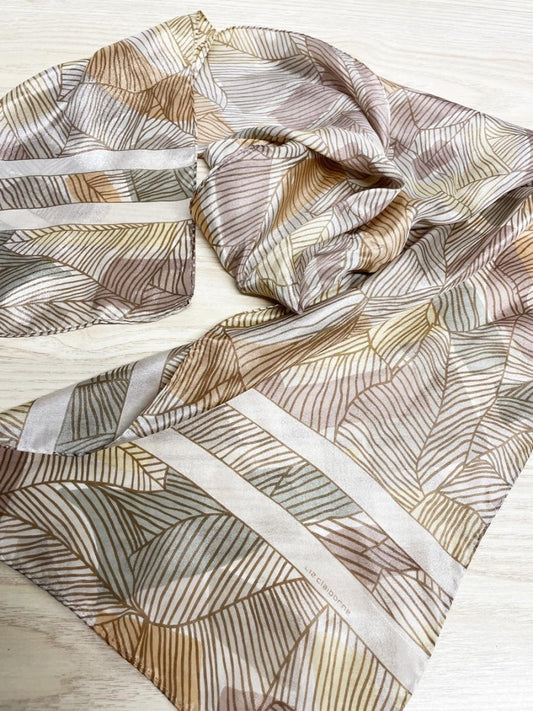 vintage 80s liz claiborne 100% silk leaf print long scarf - good market thrift store
