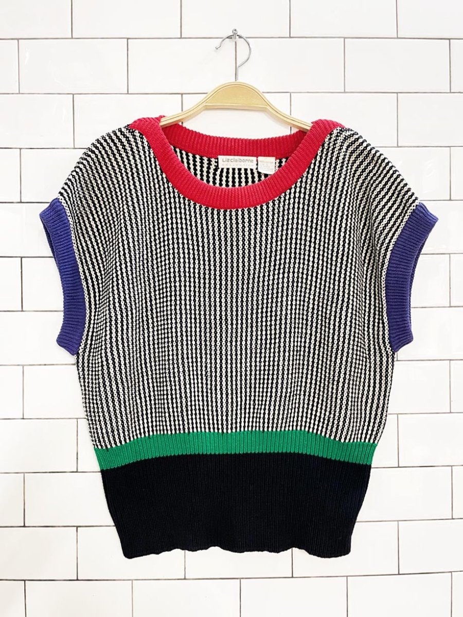 vintage 80s liz claiborne chunky knit nautical sweater top - good market thrift store