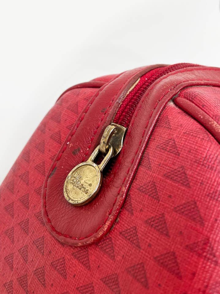 vintage 80s liz claiborne leather monogram satchel - good market thrift store