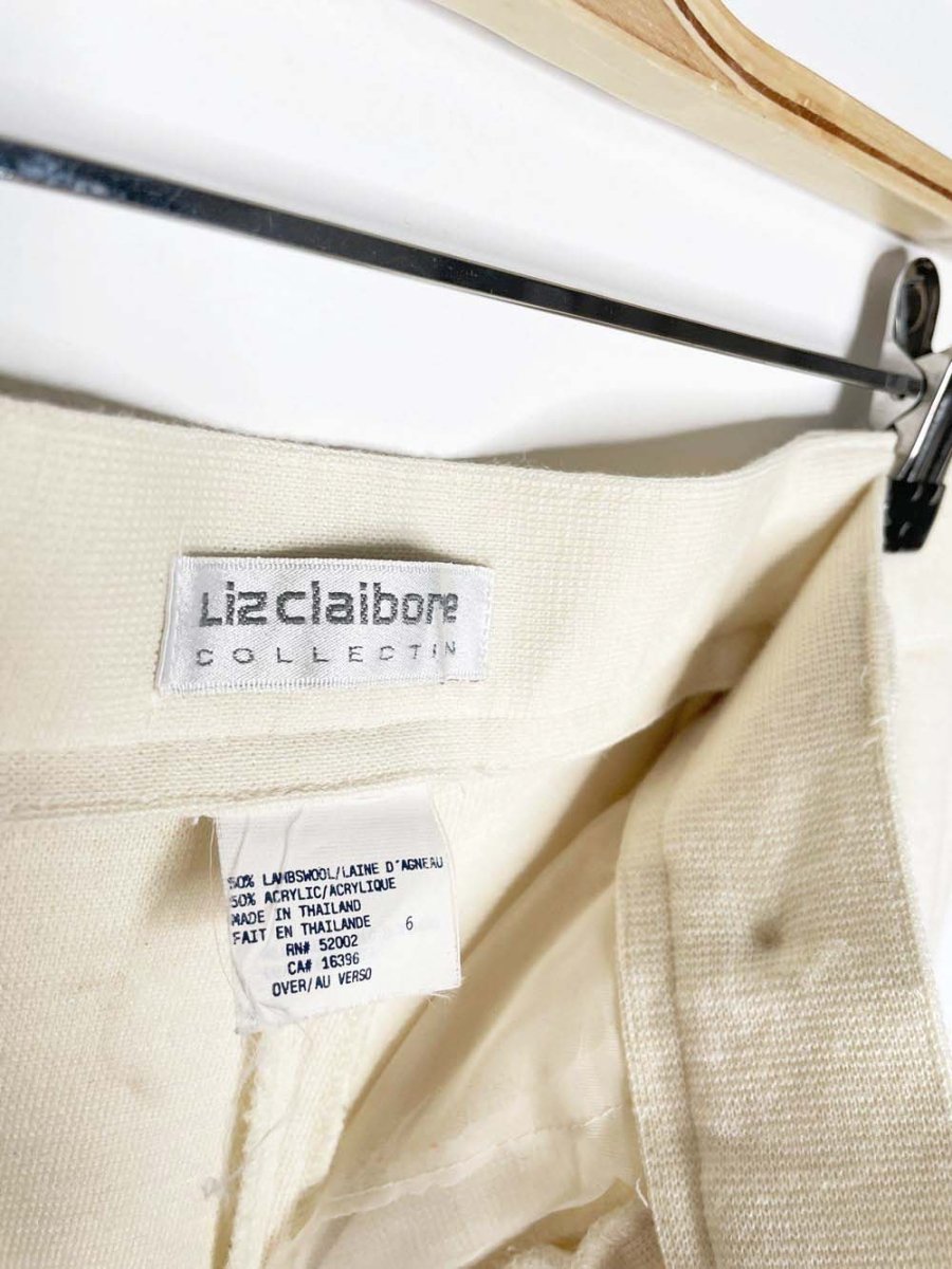 vintage 80s liz claiborne wool - blend pleated knit trouser - good market thrift store