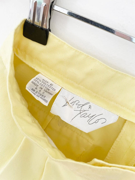 vintage 80s lord & taylor pleated butter yellow trouser shorts - good market thrift store
