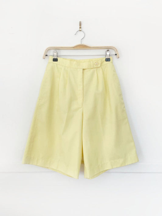 vintage 80s lord & taylor pleated butter yellow trouser shorts - good market thrift store