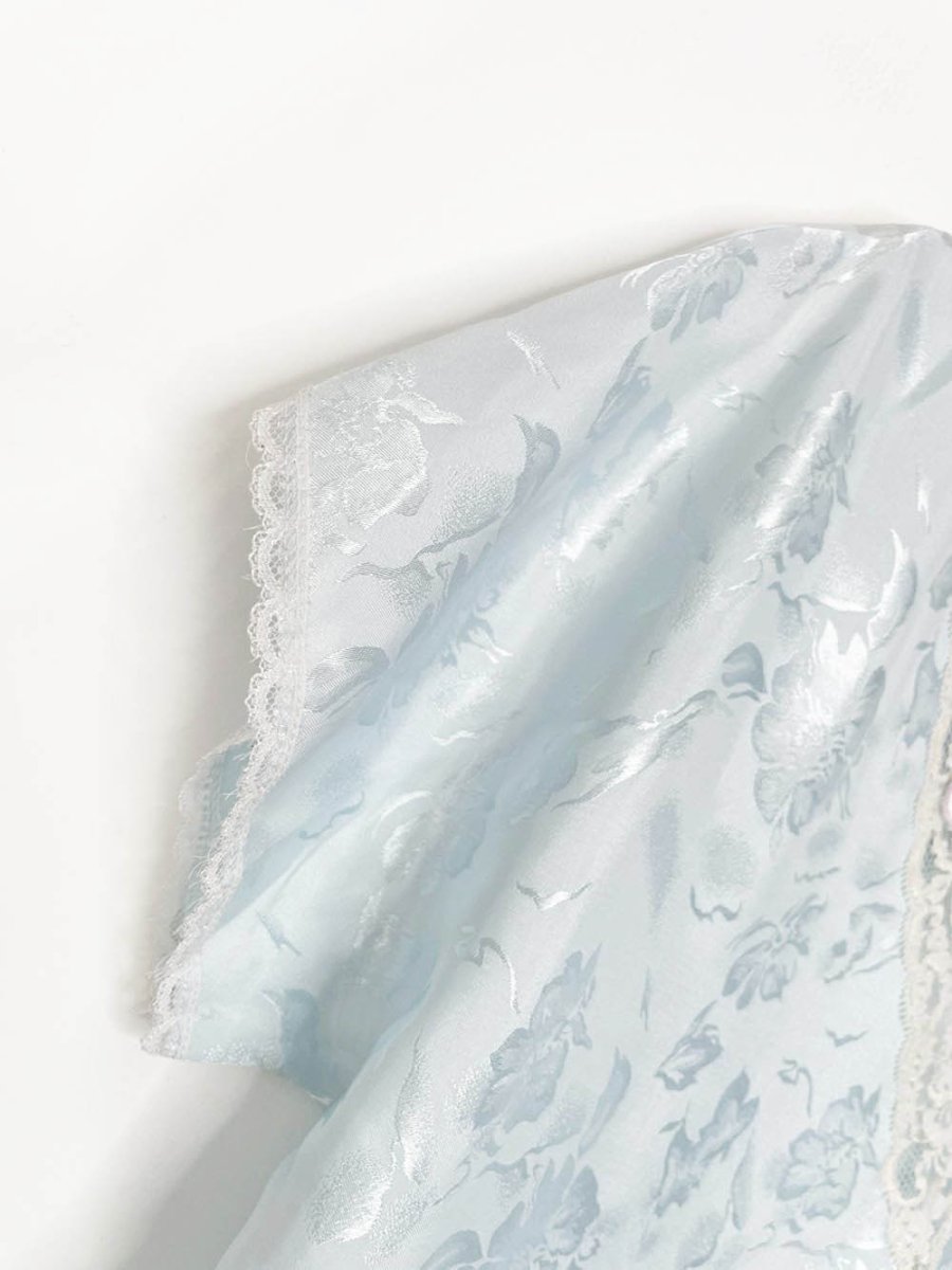 vintage 80s lovfee satin floral lace trim night slip dress | union made - good market thrift store