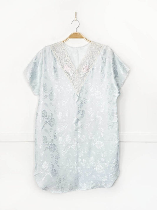 vintage 80s lovfee satin floral lace trim night slip dress | union made - good market thrift store