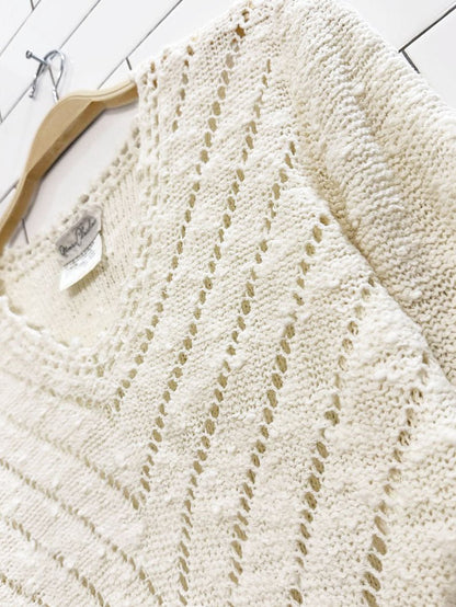 vintage 80s marisa christina pointelle chevron knit sweater - good market thrift store