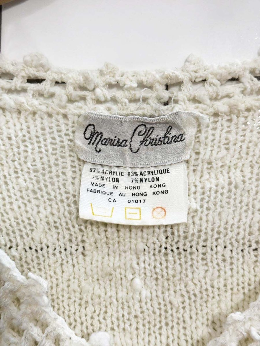 vintage 80s marisa christina pointelle chevron knit sweater - good market thrift store