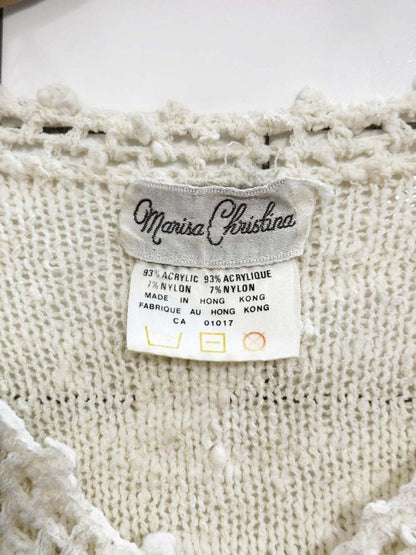 vintage 80s marisa christina pointelle chevron knit sweater - good market thrift store