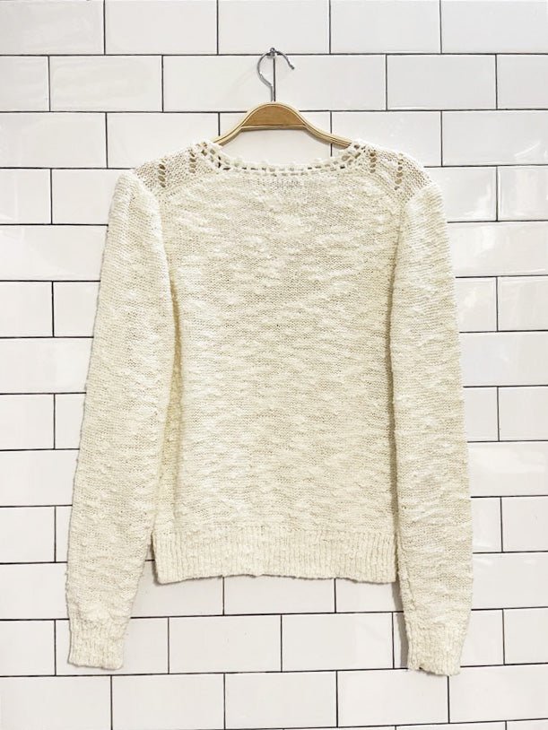 vintage 80s marisa christina pointelle chevron knit sweater - good market thrift store