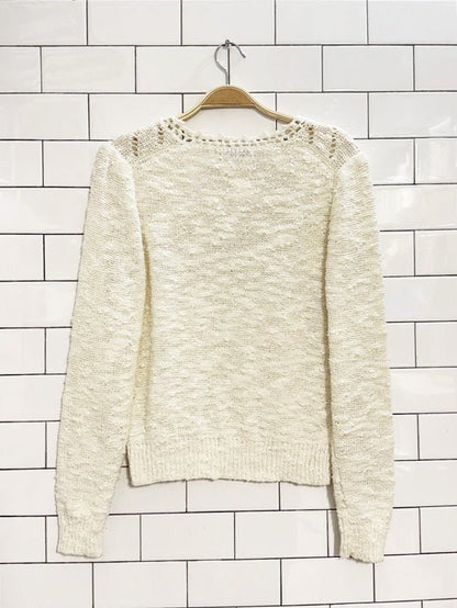 vintage 80s marisa christina pointelle chevron knit sweater - good market thrift store