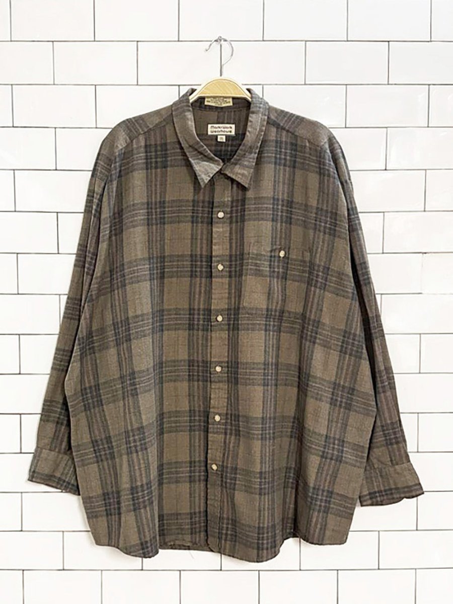 vintage 80s marks work warehouse plaid full button shirt - good market thrift store