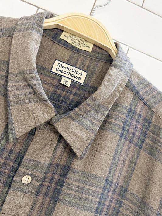 vintage 80s marks work warehouse plaid full button shirt - good market thrift store