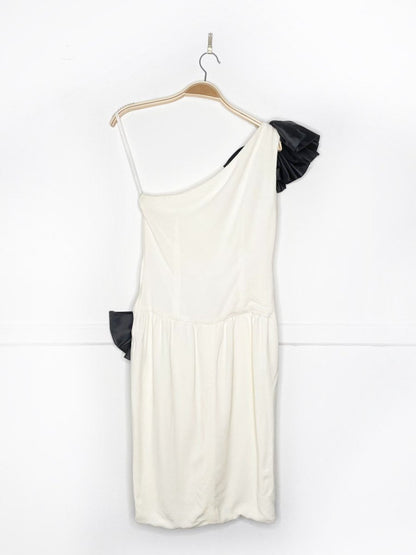 vintage 80s miss o by oscar de la renta bow one shoulder mini dress | union made in USA - good market thrift store