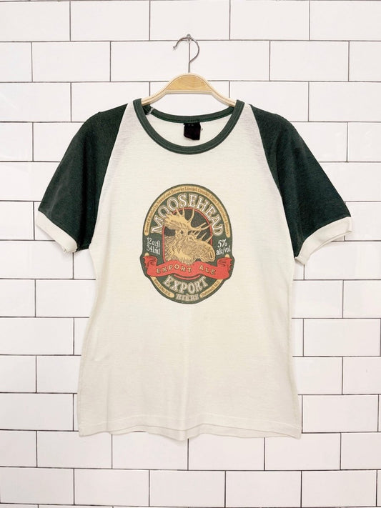 vintage 80s moosehead brewery raglan ringer baseball tee - good market thrift store