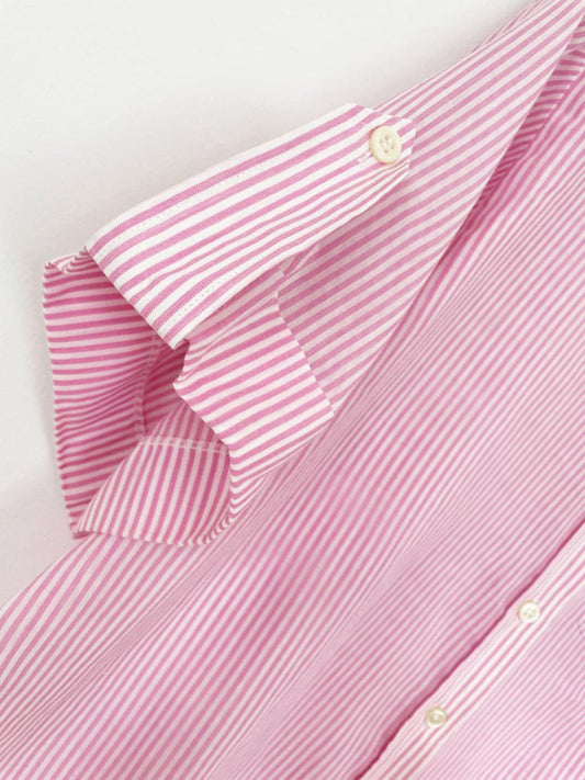 vintage 80s moving up pink stripe utility full button shirt - good market thrift store