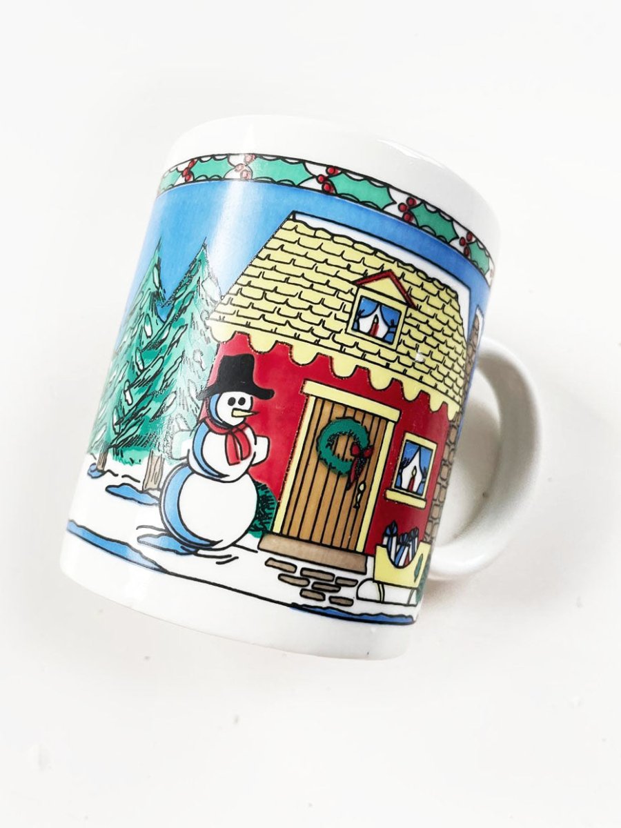 vintage 80s mr. snowman's house mug | houston foods - good market thrift store