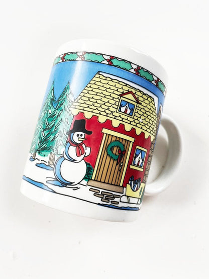 vintage 80s mr. snowman's house mug | houston foods - good market thrift store