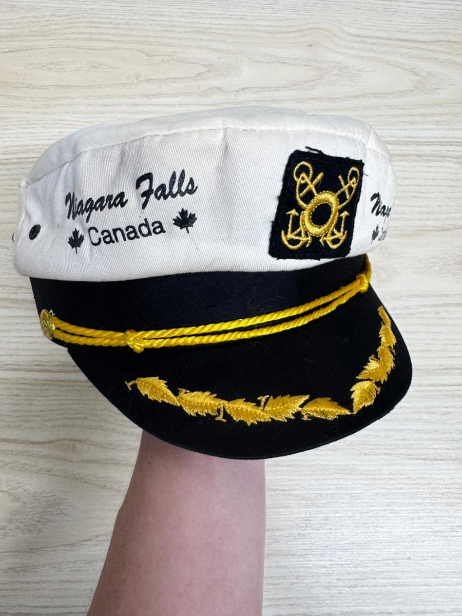 vintage 80s niagara falls rope trim captains hat - good market thrift store