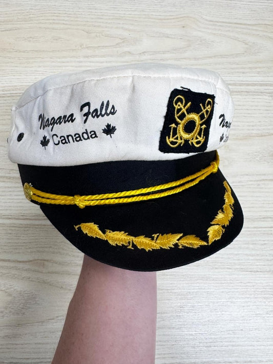 vintage 80s niagara falls rope trim captains hat - good market thrift store