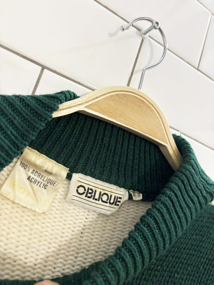 vintage 80s oblique floral knit sweater - good market thrift store