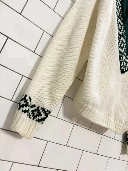 vintage 80s oblique floral knit sweater - good market thrift store