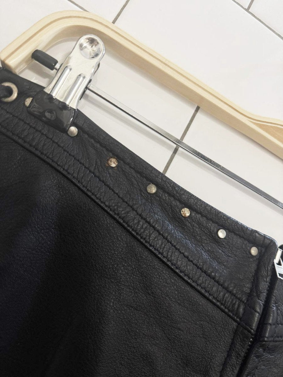 vintage 80s on the fringe handmade leather lace up mini shorts | made in Canada - good market thrift store