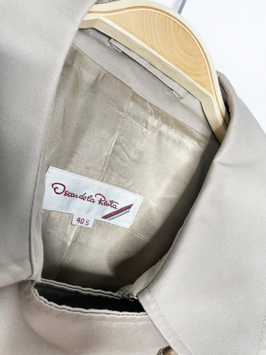 vintage 80s oscar de la renta heritage classic double breasted belted trench coat - good market thrift store