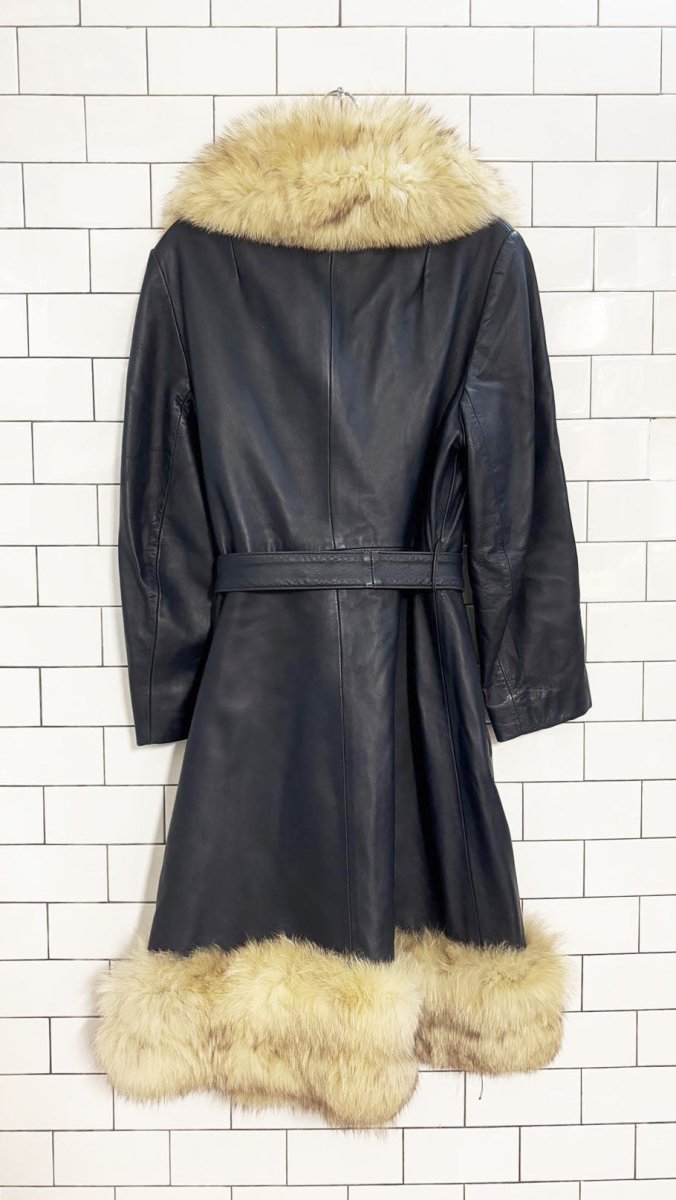 vintage 80s pacific garments fox fur tim leather penny lane coat | the nestles - good market thrift store